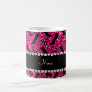 Personalisierter Name Neon Hot Rosa Glitzer Stiefe Tasse