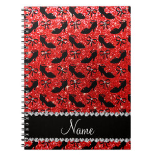 Personalisierter Name Neonrot Glitzer extravagante Notizblock