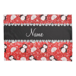 Personalisierter Name Neonrot Glitzer Pinguine Igl Kissenbezug
