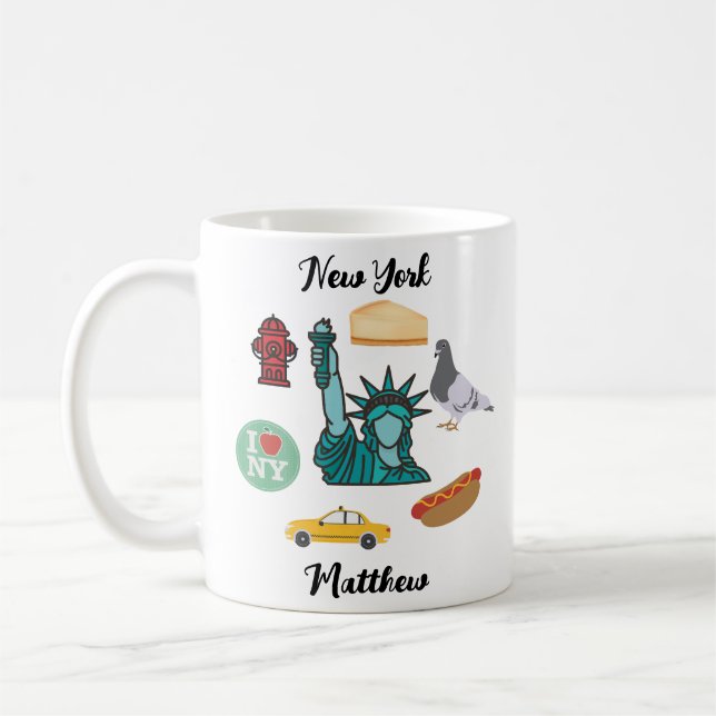 Personalisierter Name New York Cheesecake Pigeon N Kaffeetasse (Links)
