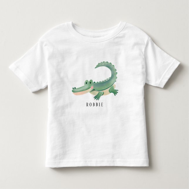 Personalisierter Name Niedlich Alligator / Gator K Kleinkind T-shirt (Vorderseite)