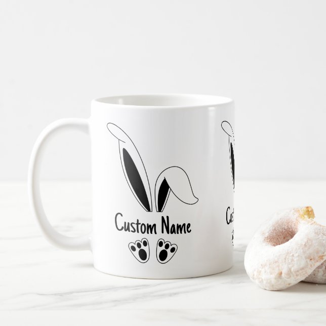 Personalisierter Name Niedlich Bunny OsterOstern Kaffeetasse (Mit Donut)