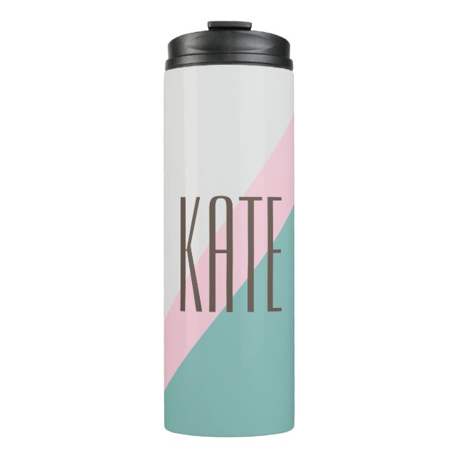 Personalisierter Name Niedlich Pastel Geometrisch  Thermosbecher (Vorderseite)