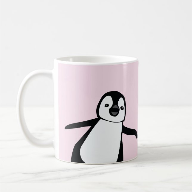Personalisierter Name Niedlich Peeking Pinguin pin Kaffeetasse (Links)