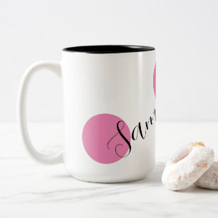 Personalisierter Name Niedlich rosa Zweifarbige Tasse