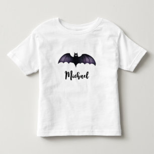 Personalisierter Name Niedlich Spooky Black Bat Ha Kleinkind T-shirt