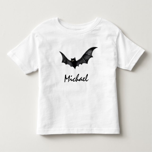 Personalisierter Name Niedlich Spooky Black Bats H Kleinkind T-shirt (Vorderseite)