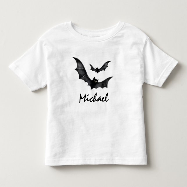 Personalisierter Name Niedlich Spooky Black Bats H Kleinkind T-shirt (Vorderseite)