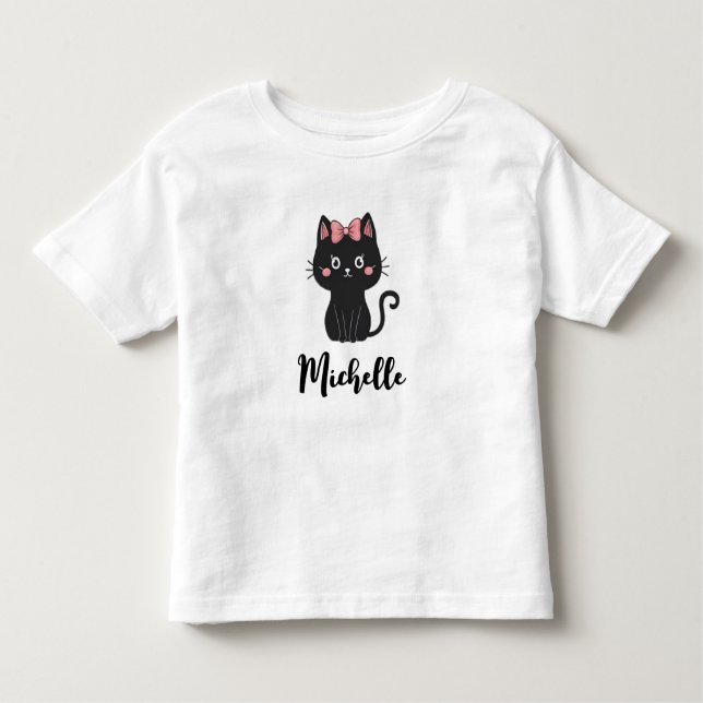 Personalisierter Name Niedlich Spooky Black Cat Ha Kleinkind T-shirt (Vorderseite)