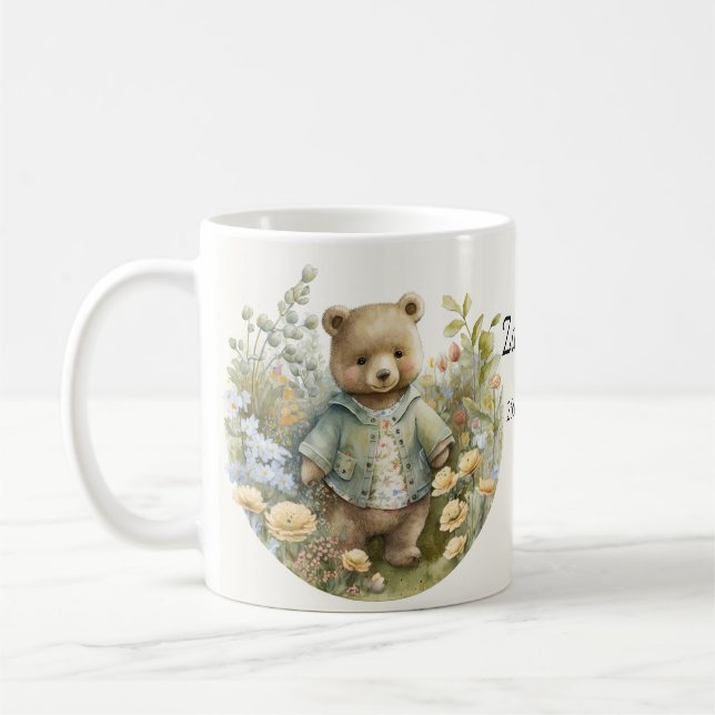 Personalisierter Name Niedlich Teddy Bear Tasse (Links)