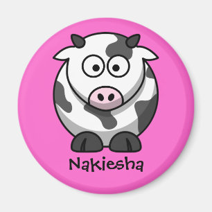Personalisierter Name: Niedliche Cartoon Kuh Magnet