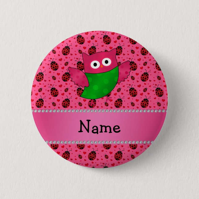 Personalisierter Name niedliche Eule Button (Vorderseite)