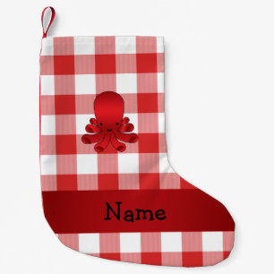 Personalisierter Name niedliche oktopische rote Sc Kleiner Weihnachtsstrumpf