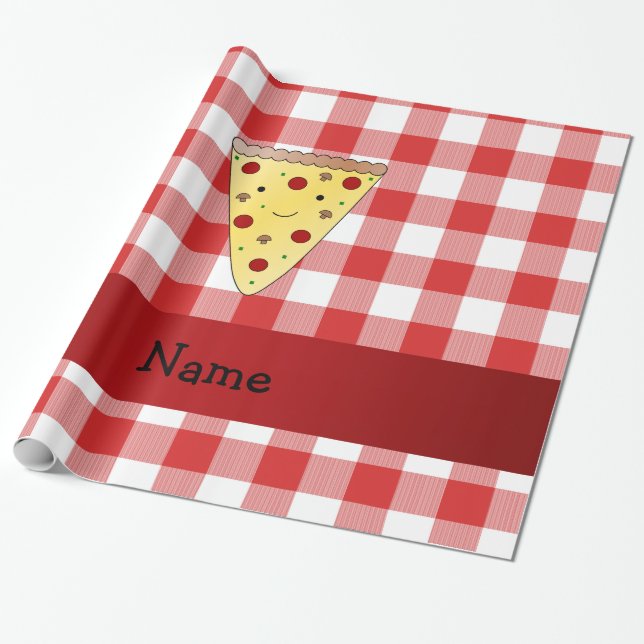 Personalisierter Name niedliche Pizzeria rot Geschenkpapier (Ungerollt)