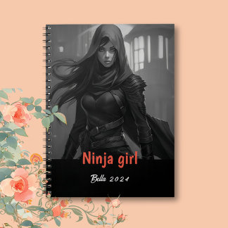 Personalisierter Name Ninja Girl Notebook Notizblock