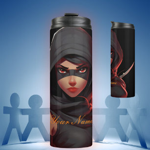 Personalisierter Name Ninja Girl Thermal Tumbler B Thermosbecher