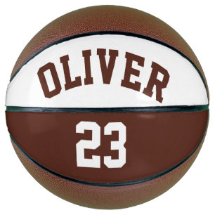 Personalisierter Name Nummer Braun Basketball
