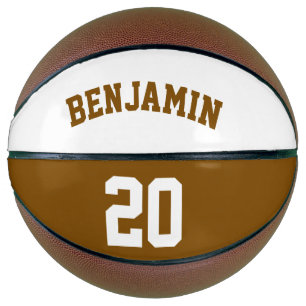 Personalisierter Name Nummer Brauner Basketball