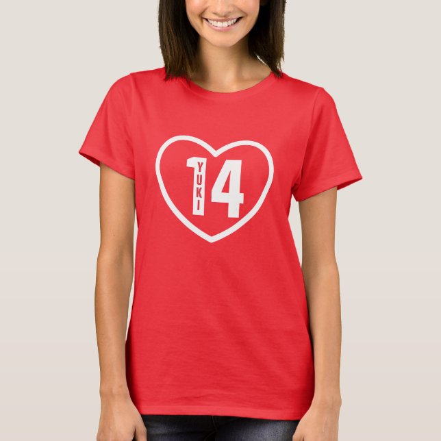 Personalisierter Name, Nummer, und Farben Yuki 14  T-Shirt (Vorderseite)