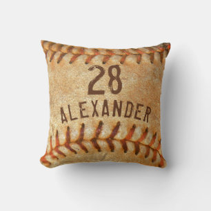 Personalisierter Name & Nummer Weißer Baseball-Spo Kissen