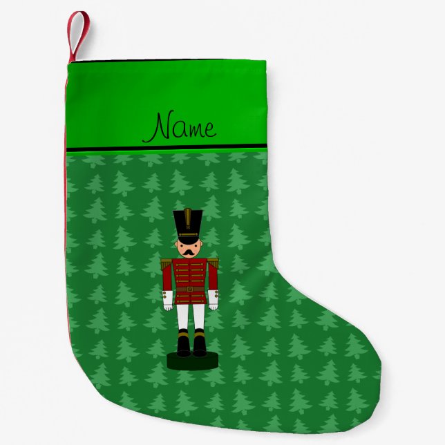 Personalisierter Name Nutcracker grüne Weihnachtsb Kleiner Weihnachtsstrumpf (Vorderseite)