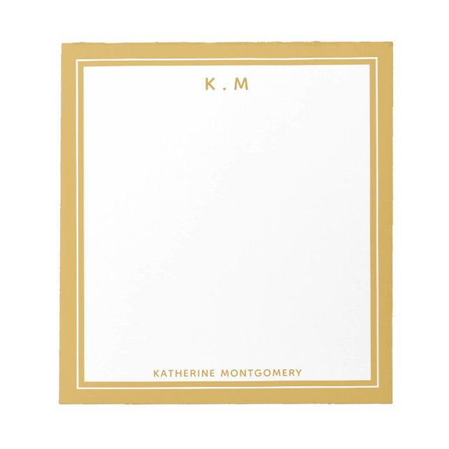 Personalisierter Name Ochre White Elegante Minimal Notizblock (Vorderseite)