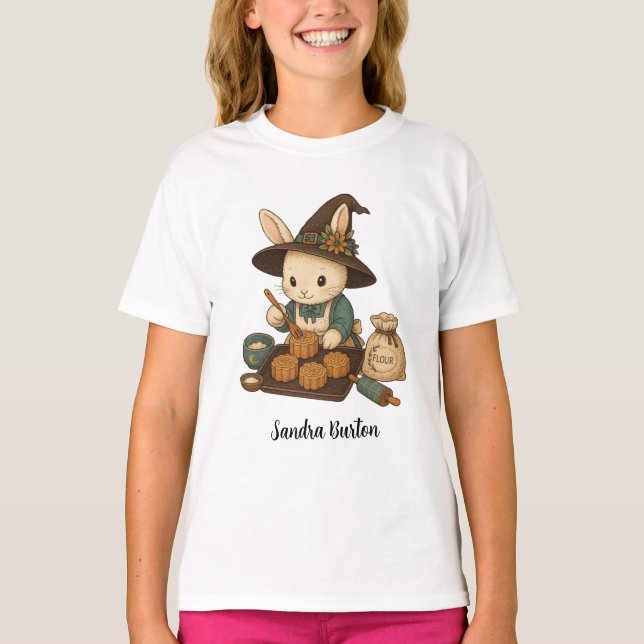 Personalisierter Name oder Text mit Bunny Bakery T-Shirt (Vorderseite)