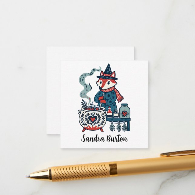 Personalisierter Name oder Text mit Fuchs-Kräutert Begleitkarte (Vorderseite/Rückseite Beispiel)