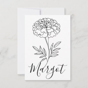Personalisierter Name Oktober Marigold Birth Blume Dankeskarte