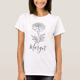 Personalisierter Name Oktober Marigold Birth Blume T-Shirt