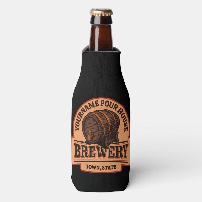 Personalisierter NAME Old Oak Barrel Bierbrauerei  Flaschenkühler (Flaschenvorderseite)