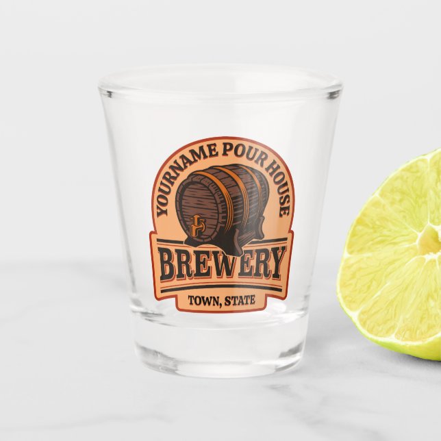 Personalisierter NAME Old Oak Barrel Bierbrauerei  Schnapsglas (Vorderseite)