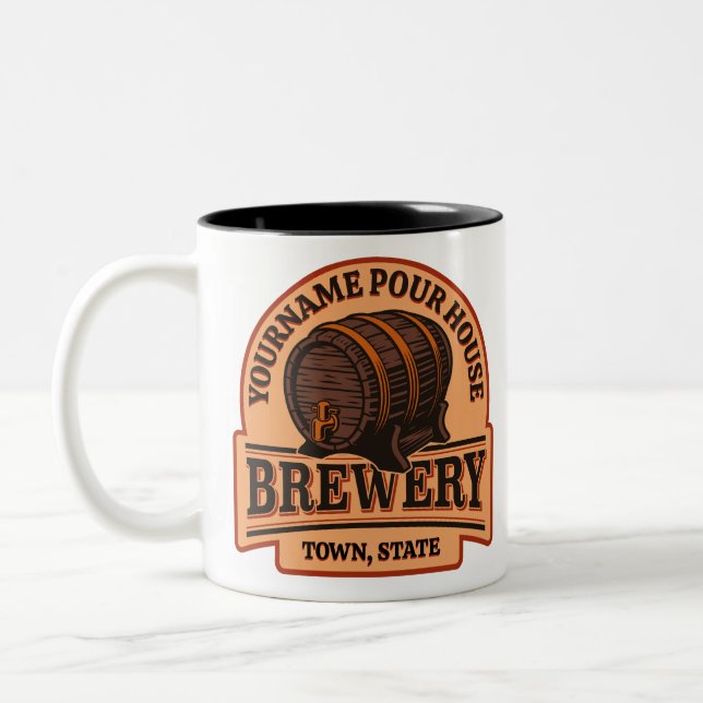 Personalisierter NAME Old Oak Barrel Bierbrauerei  Zweifarbige Tasse (Links)