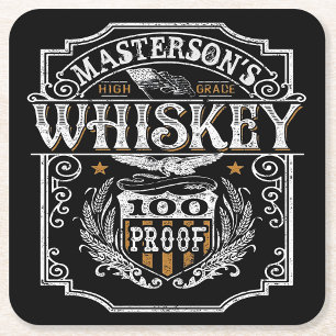 Personalisierter NAME Old West Whiskey Brauerei Ba Rechteckiger Pappuntersetzer