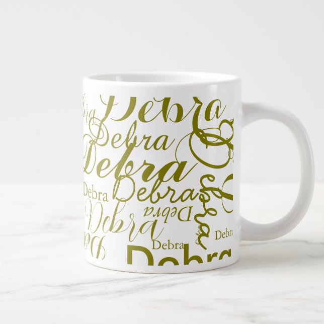 Personalisierter Name Olive Typografy Jumbo-Tasse (Rechts)