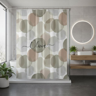 Personalisierter Name Olivgrün & Grau Aquarell Duschvorhang
