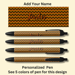 Personalisierter Name, Orange Brown Zickzack Zig Z Kugelschreiber
