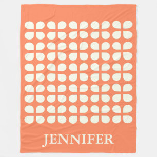 Personalisierter Name Orange Cream Retro Geometric Fleecedecke