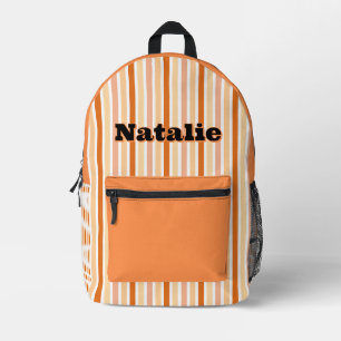 Personalisierter Name ORANGE LINIEN STREIFEN Bedruckter Rucksack