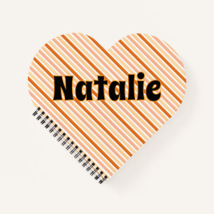 Personalisierter Name ORANGE LINIEN STREIFEN Notizbuch
