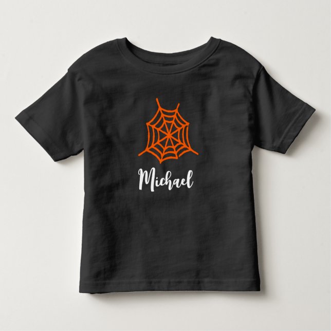 Personalisierter Name Orange Spider NettoumlaufHal Kleinkind T-shirt (Vorderseite)