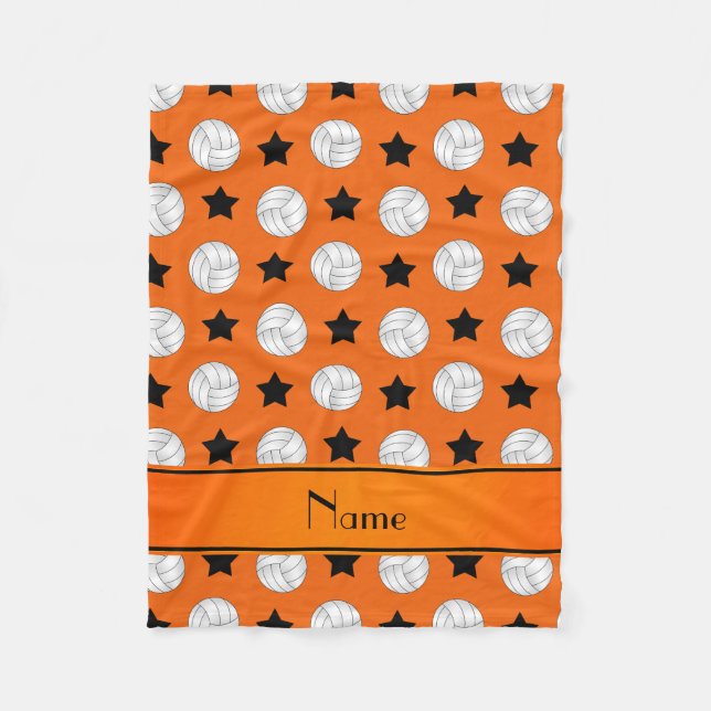 Personalisierter Name Orangenvolleyball Fleecedecke (Vorderseite)