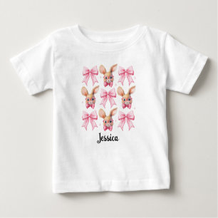 Personalisierter Name Oster Bunny Coquette Bow Baby T-shirt