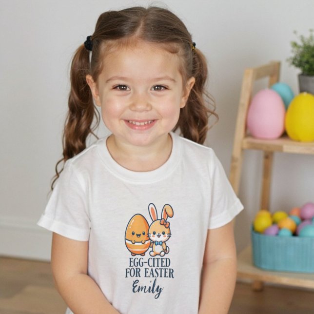 Personalisierter Name Oster Bunny Egg zitiert Kleinkind T-shirt (personalized name easter bunny egg-cited for easter shirt)