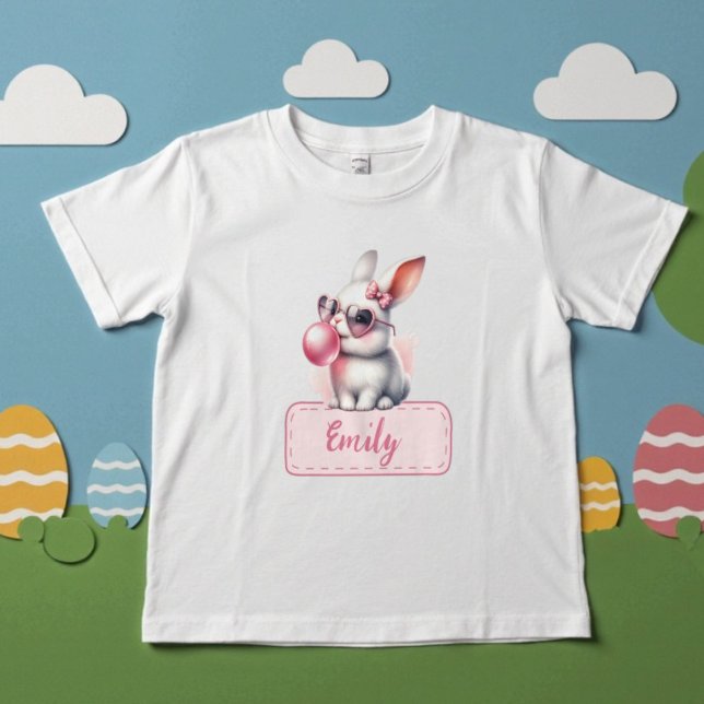 Personalisierter Name Oster Bunny Pink Bubblegum Kleinkind T-shirt (Personalized Name Easter Bunny Pink Bubblegum Toddler T-shirt)