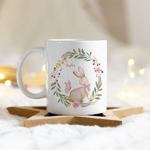 Personalisierter Name Oster-Hase Rosa Muster Kaffeetasse