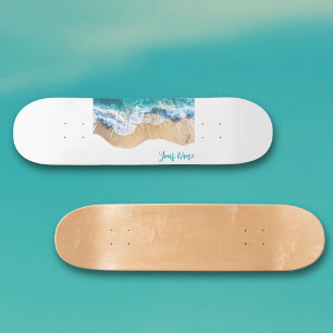 Personalisierter Name Ozeanwellen am Strand Skateboard