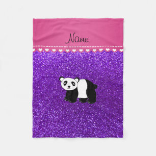 Personalisierter Name Panda indigo lila Glitzer Fleecedecke