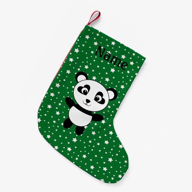 Personalisierter Name Panda Kleiner Weihnachtsstrumpf (Vorderansicht (hängend))