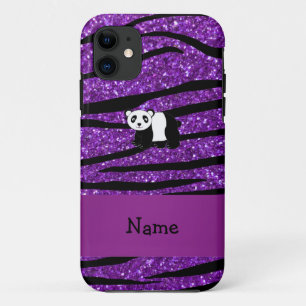 Personalisierter Name Panda lila Glitzer zebra Case-Mate iPhone Hülle